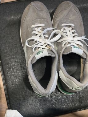 New Balance Grey and Green Lace-Up Sneakers